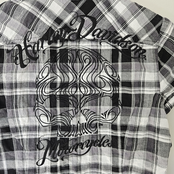 Harley Davidson checked shirt for women, black and white size xs - Picture 3 of 5